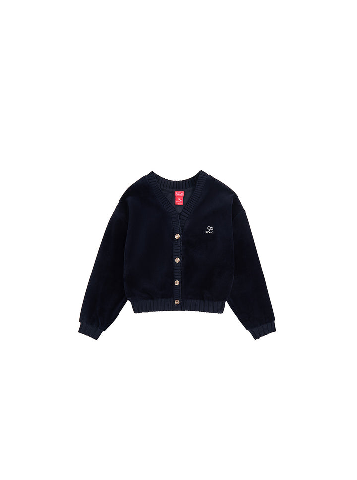 Cardigan Velour Crop Top