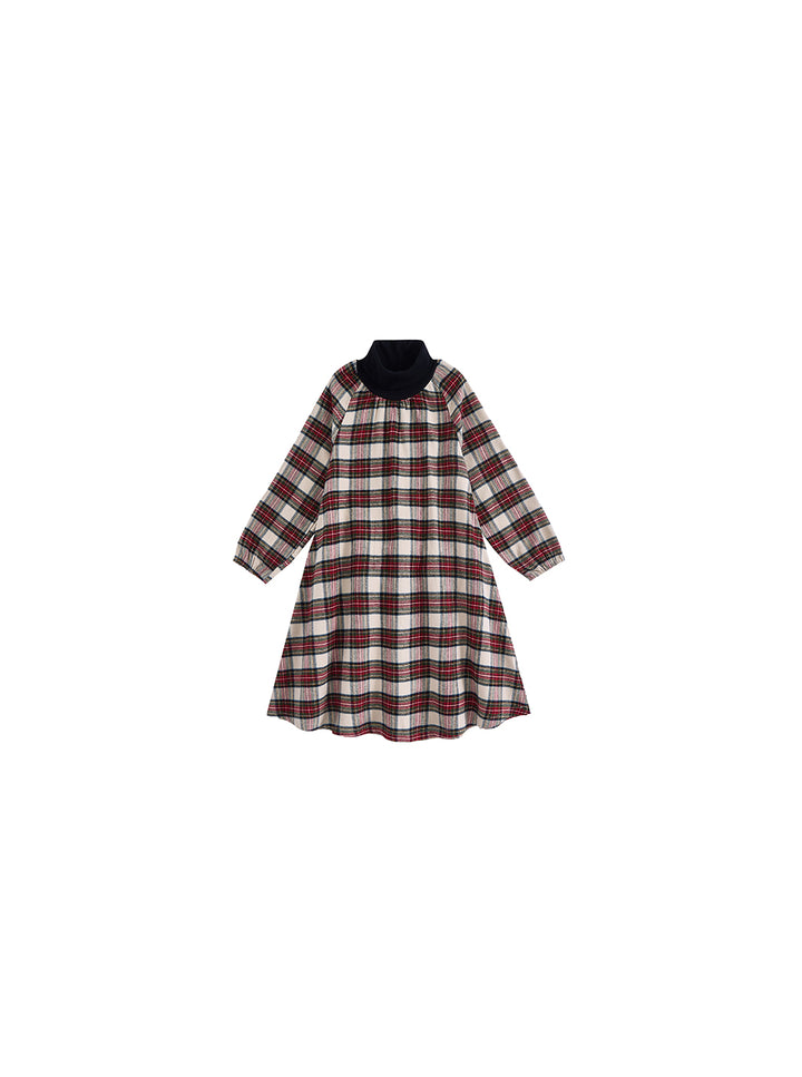 Plaid Turtleneck Dress