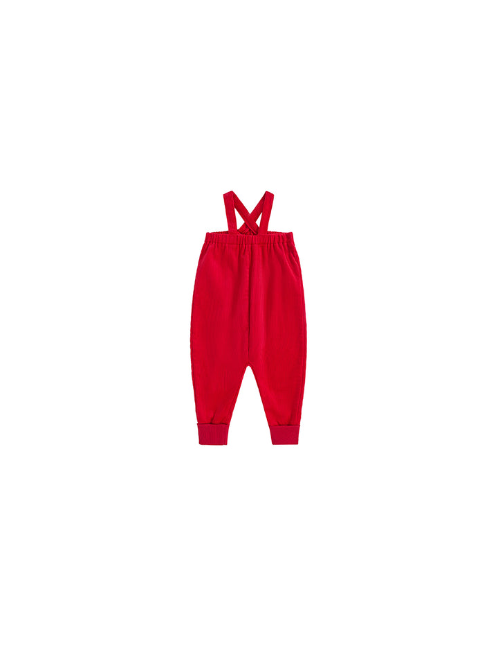 Corduroy Overall-Red