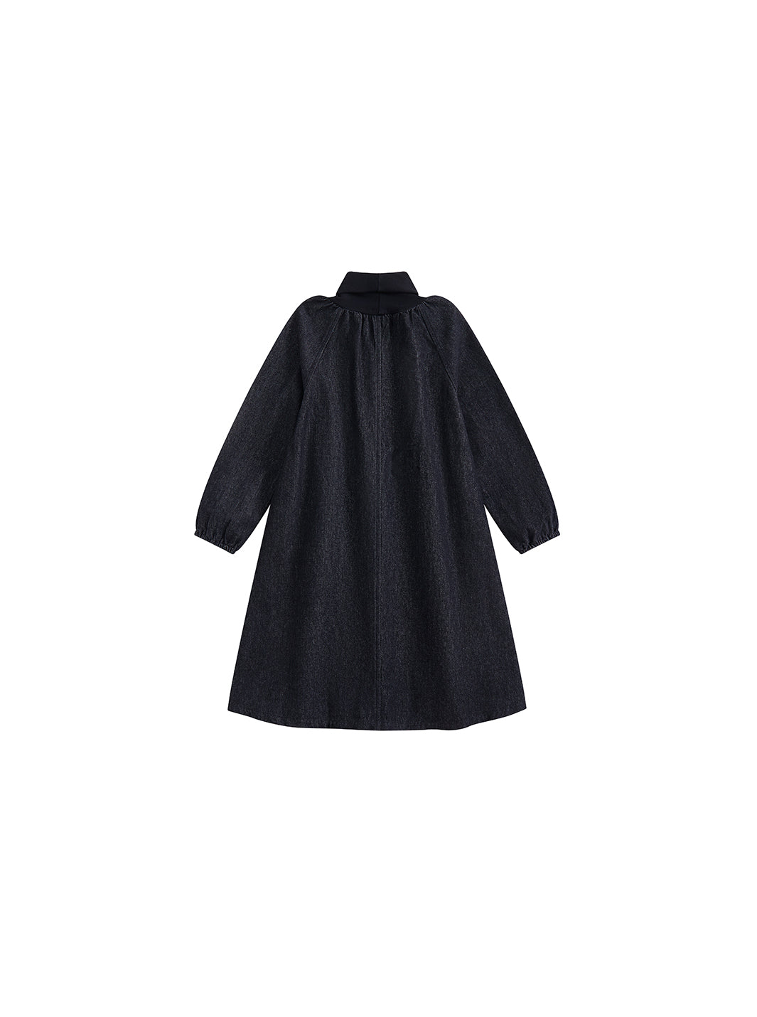 turtleneck denim dress 744062 Loose denim dress with wide turtleneck, three-quarter sleeves and buttons on the front Ozai N Ku