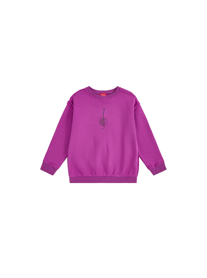 Musical Note Print Top- Purple