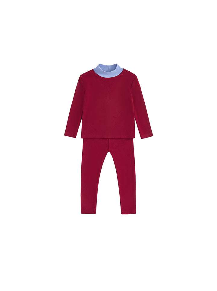 Baby Contrast Mock Neck Set - Boy