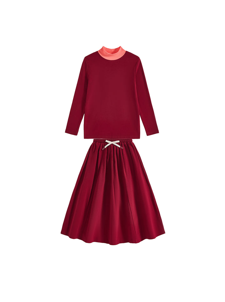 Mock Neck Tea Length Set