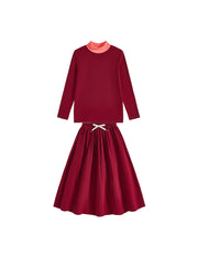Mock Neck Tea Length Set