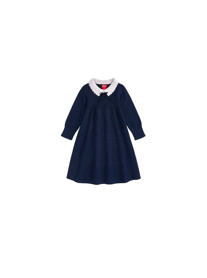 Knitted Scallop Mohair Collar Dress