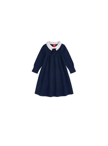Knitted Scallop Mohair Collar Dress