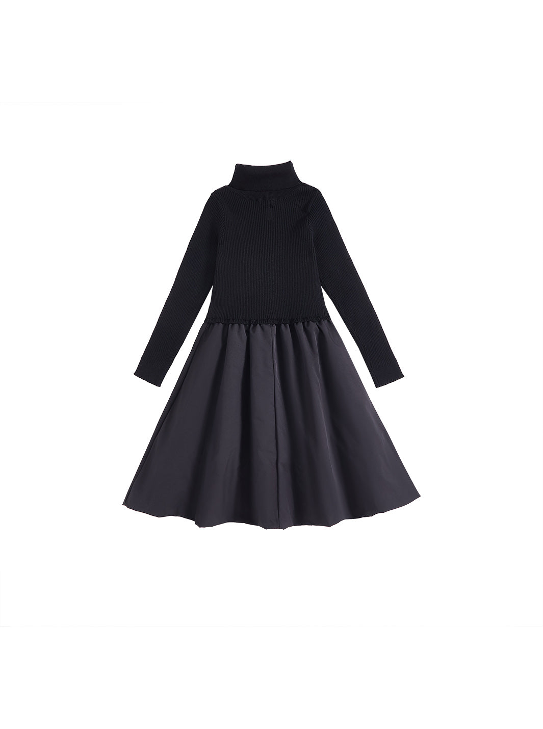 Taffeta Bubble Knit Turtleneck Dress 16