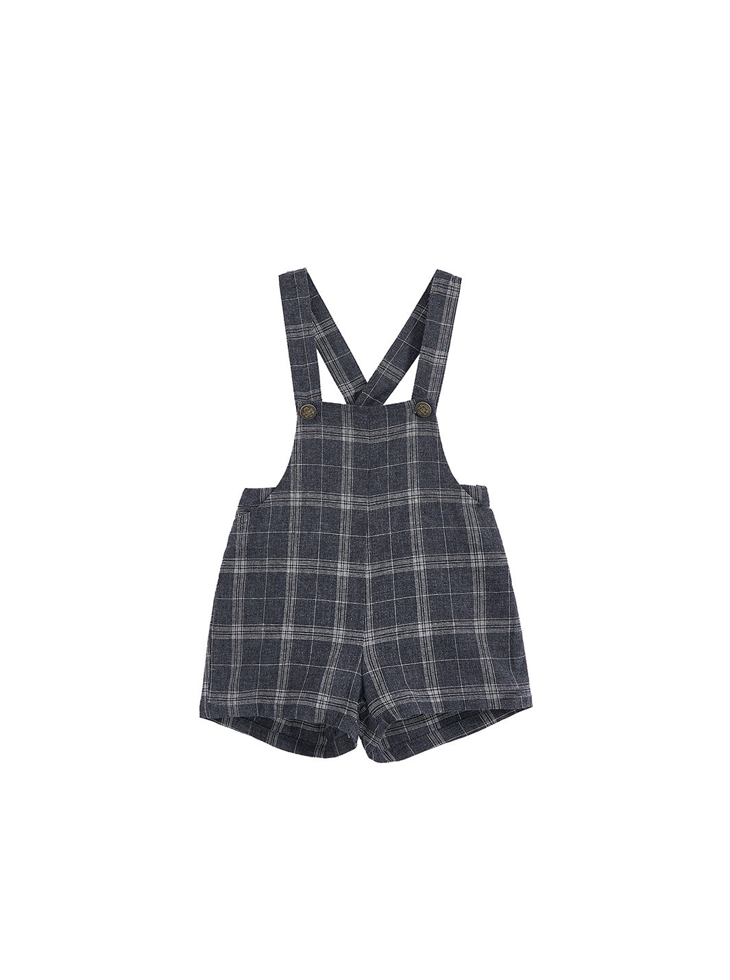 Baby Grey Plaid Short Overall