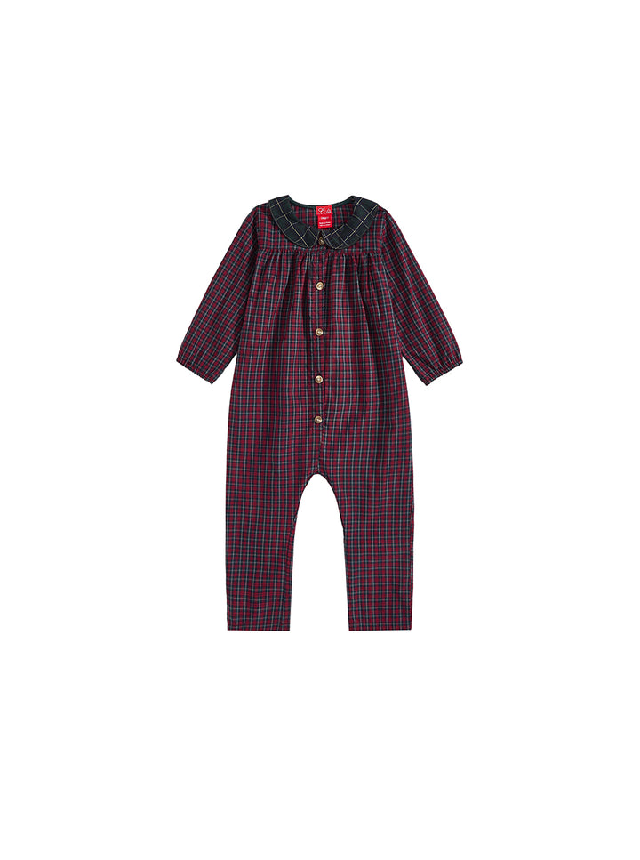 Plaid Collar Overall