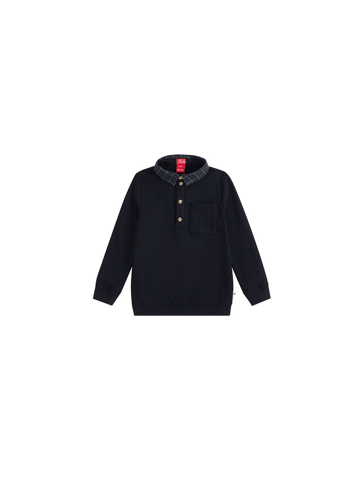 Plaid Collar Pocket Polo