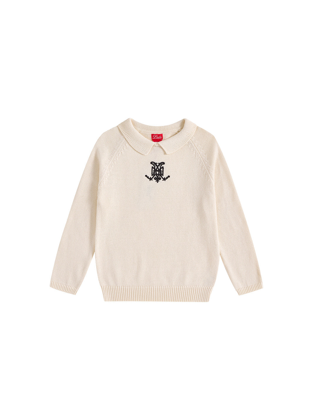 Collar Emblem Sweater - Almond White
