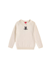 Collar Emblem Sweater - Almond White