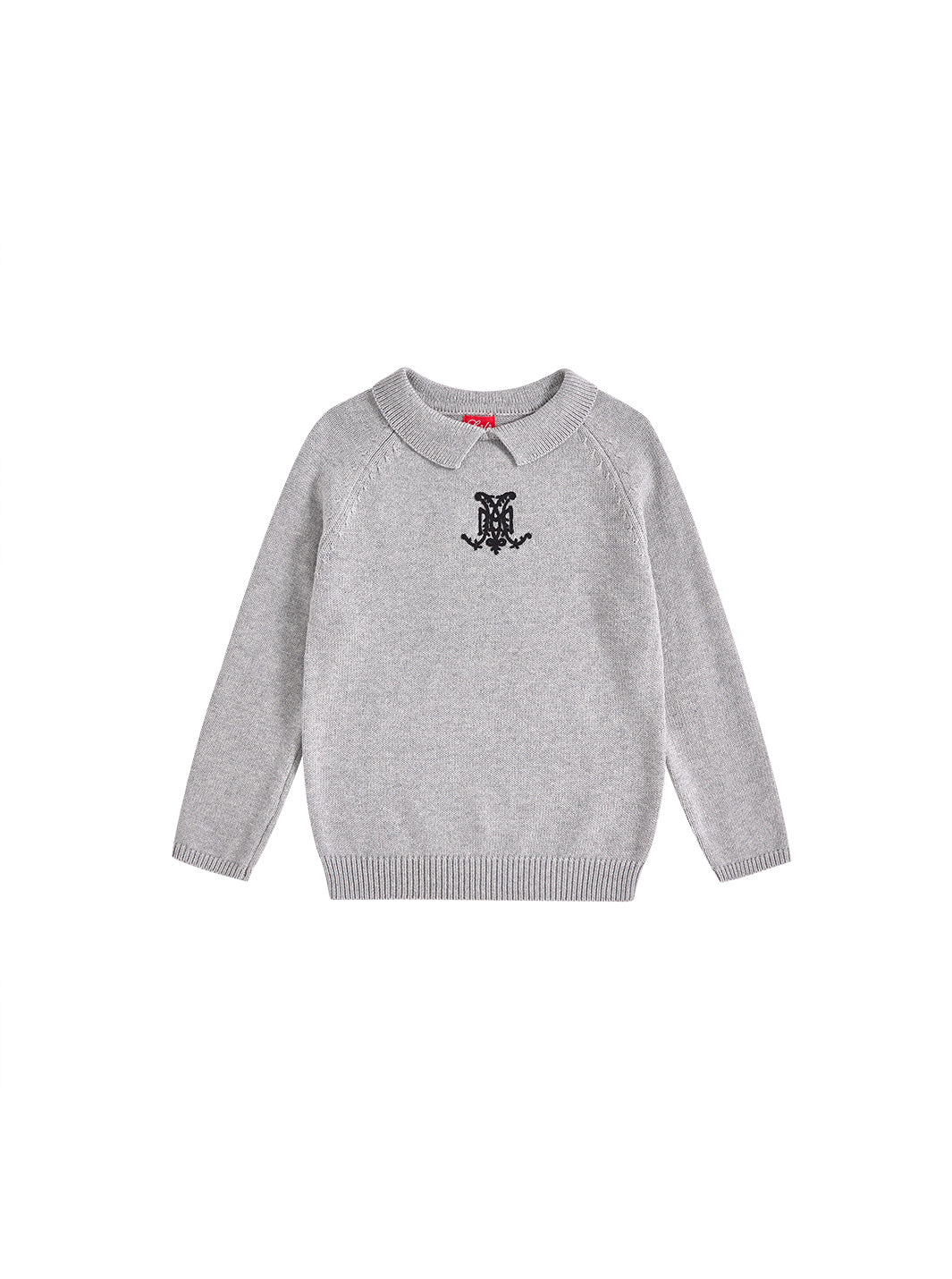 Collar Emblem Sweater - Silver Grey Mix
