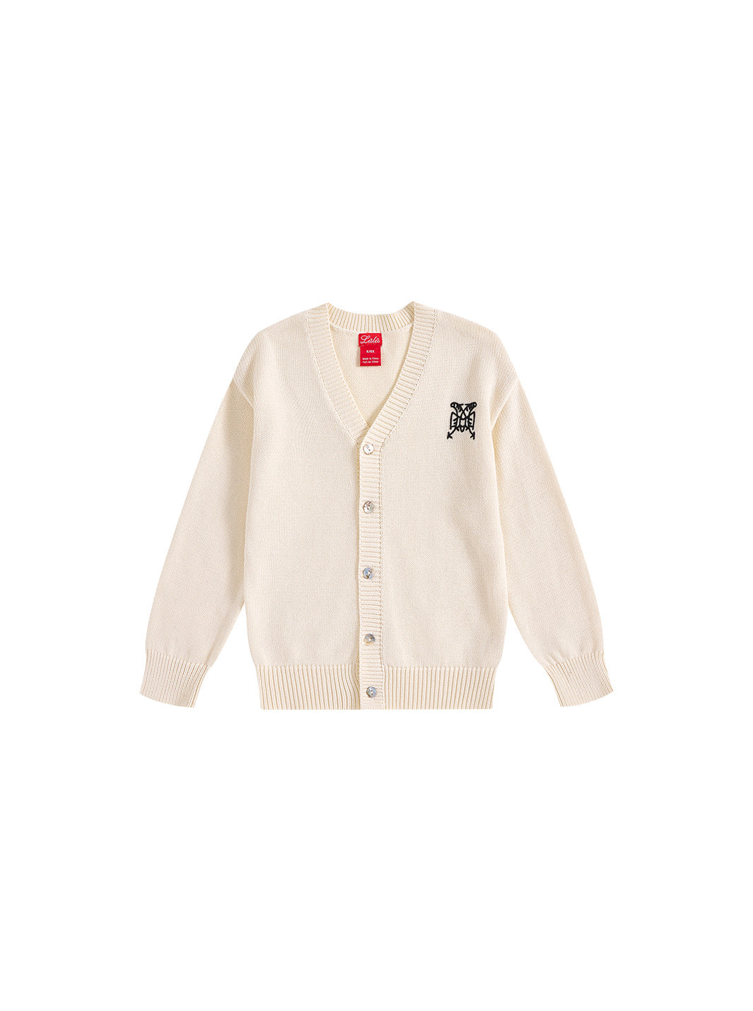 Cardigan Emblem Sweater - Almond White