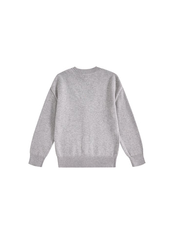 Cardigan Emblem Sweater - Silver Grey Mix