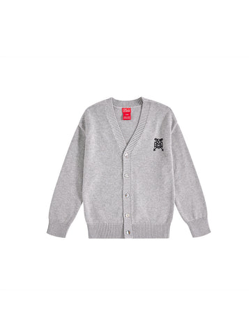 Cardigan Emblem Sweater - Silver Grey Mix
