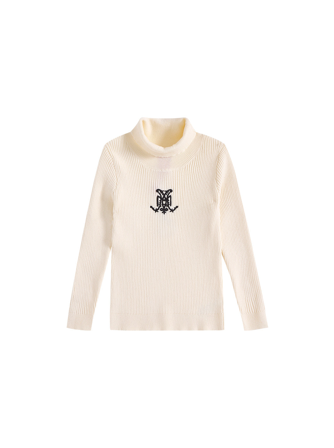 Turtleneck Emblem Sweater - Almond White