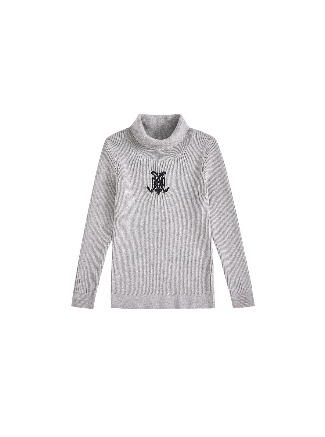 Turtleneck Emblem Sweater - Silver Grey Mix
