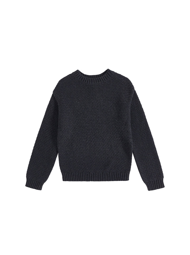 Crochet Knit Sweater - Charcoal