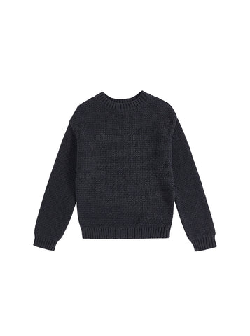 Crochet Knit Sweater - Charcoal