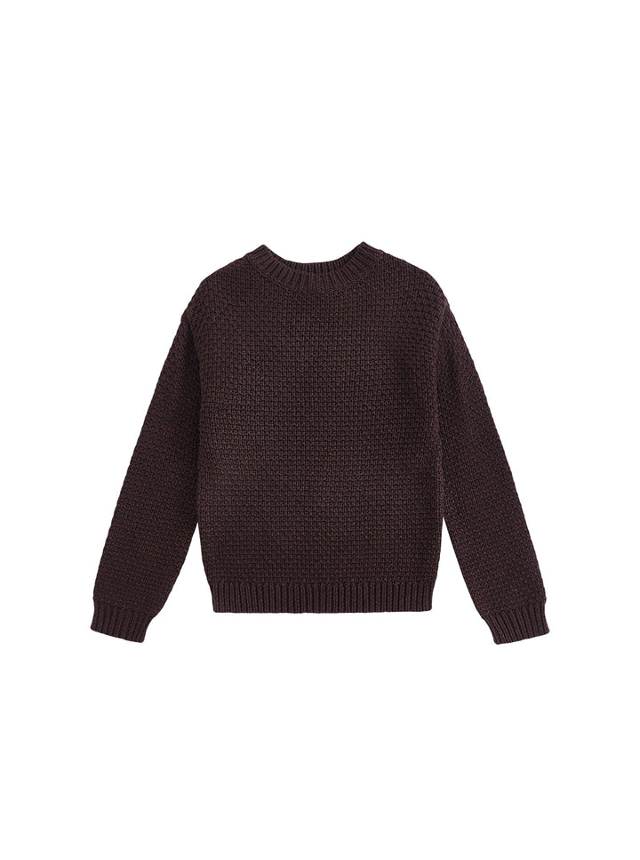Crochet Knit Sweater - Brown