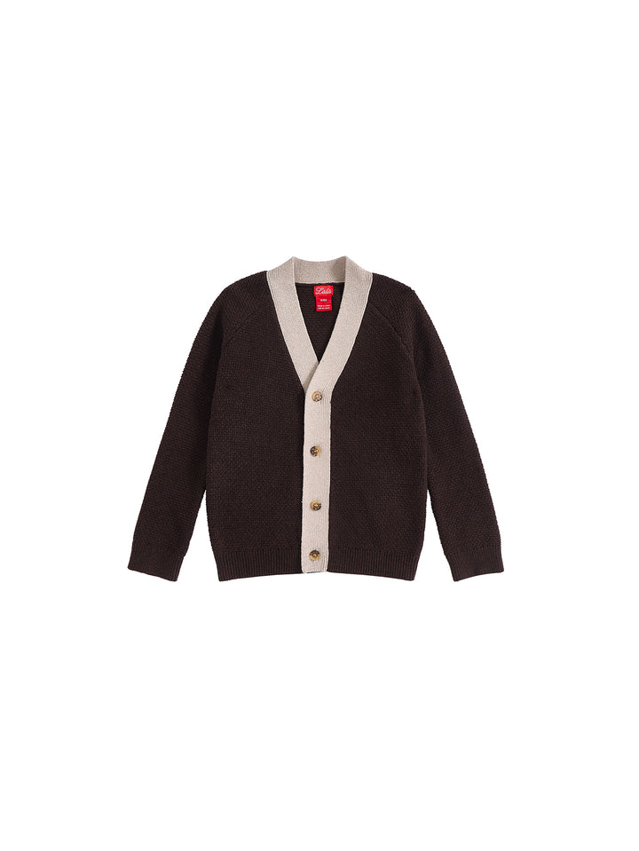 Crochet Knit Cardigan - Brown