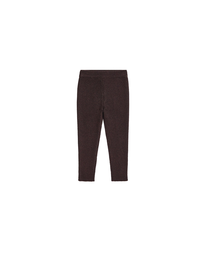 Rib Knit Leggings - Brown