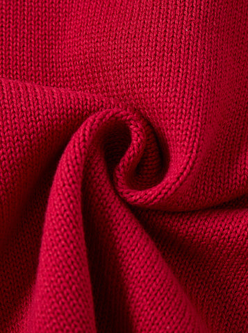 Cardigan Trim Bows Sweater - Burnt Red