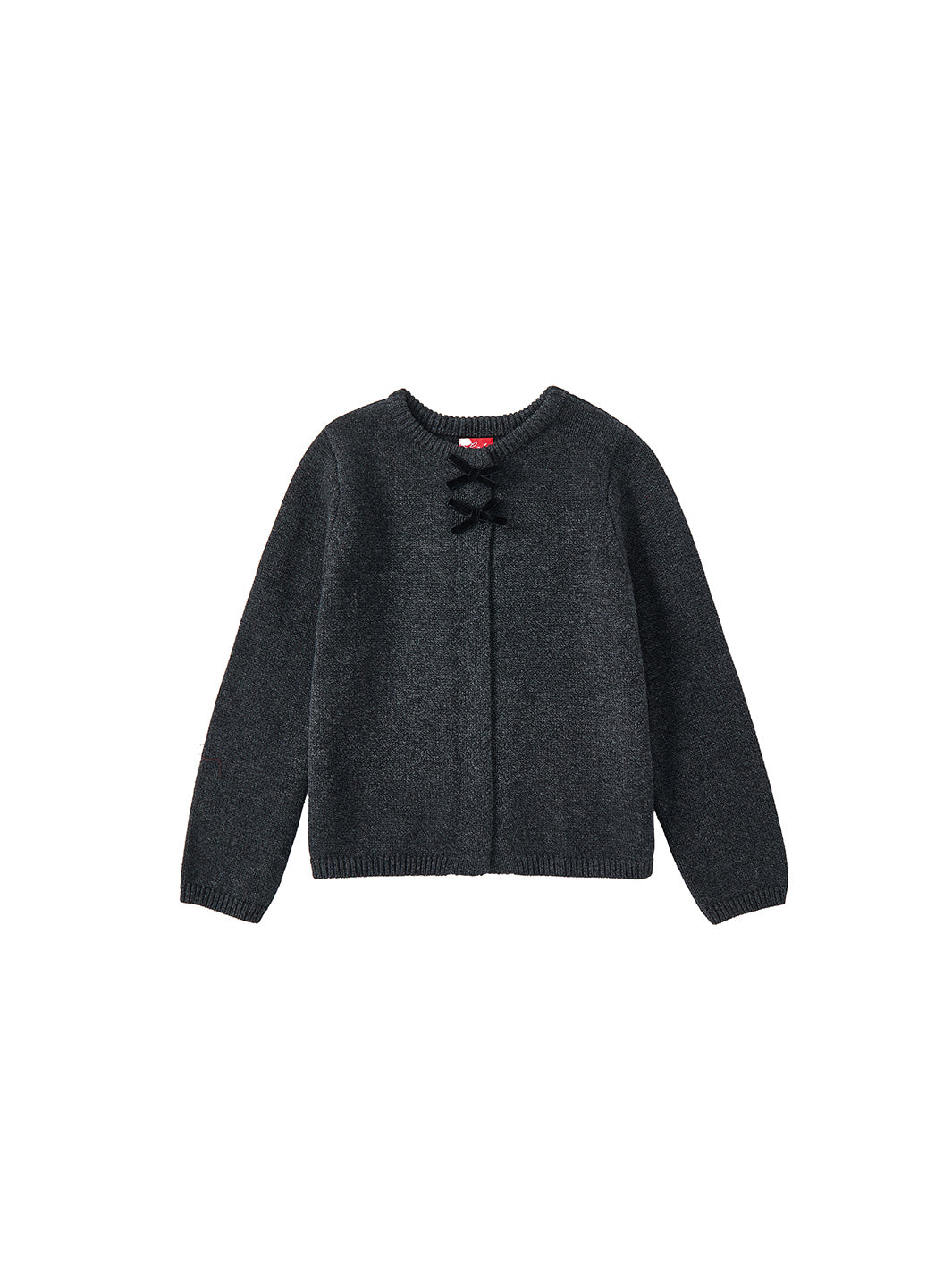 Cardigan Trim Bows Sweater - Charcoal Mélange