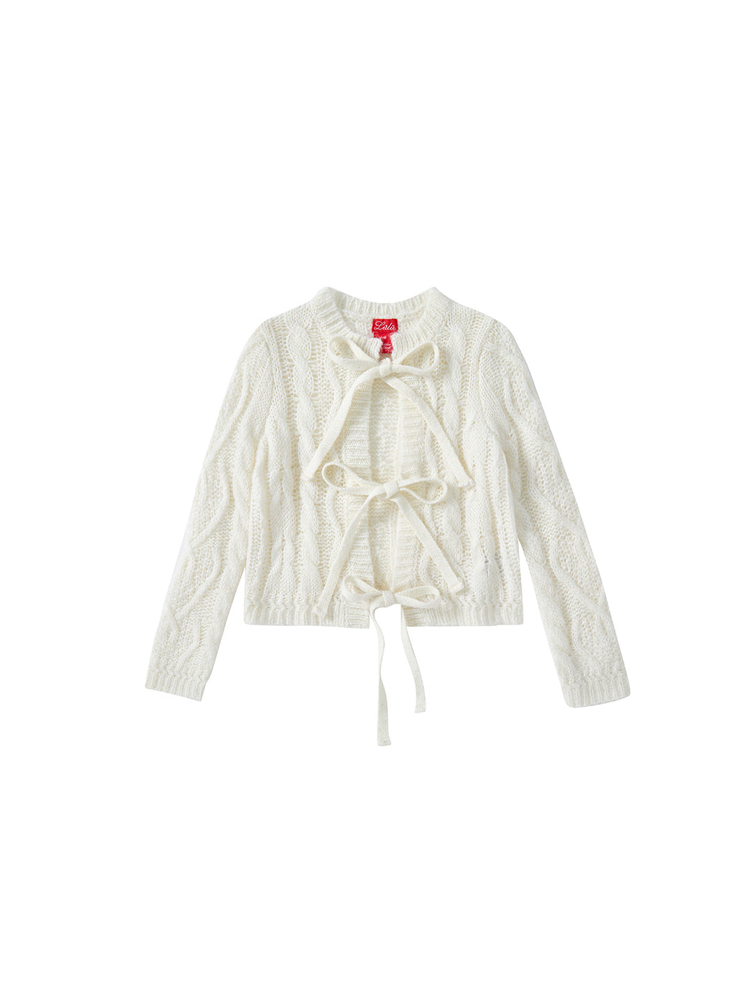 Cable Knit Bow Sweater - Off White