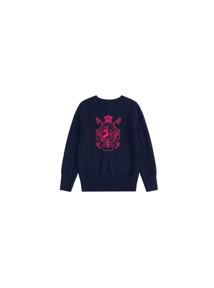 Emblem Sweater - Dk. Navy/Hot Rose Pink