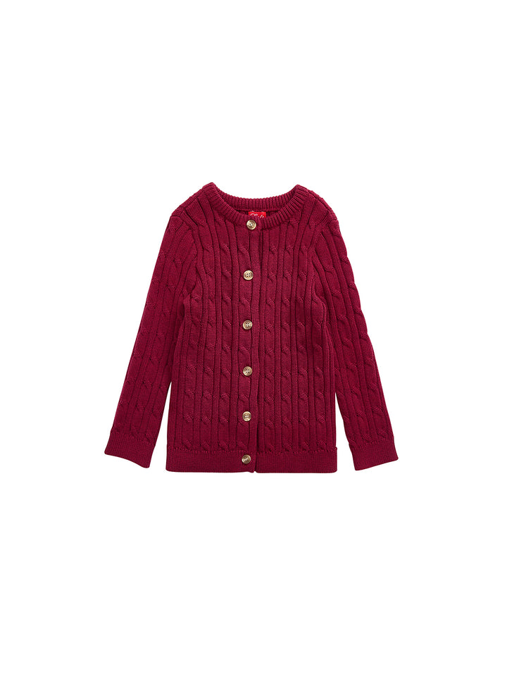 Cable Knit Cardigan - Burnt Red