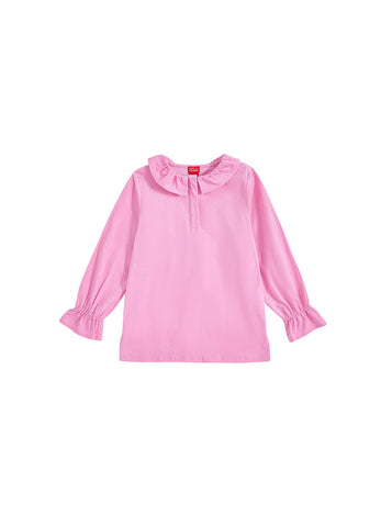 Ruffle Corduroy Shirt - Pink