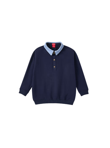 Corduroy Collar Polo - Dk. Navy