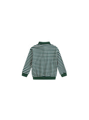 Classic Striped Collar Polo - Green/White
