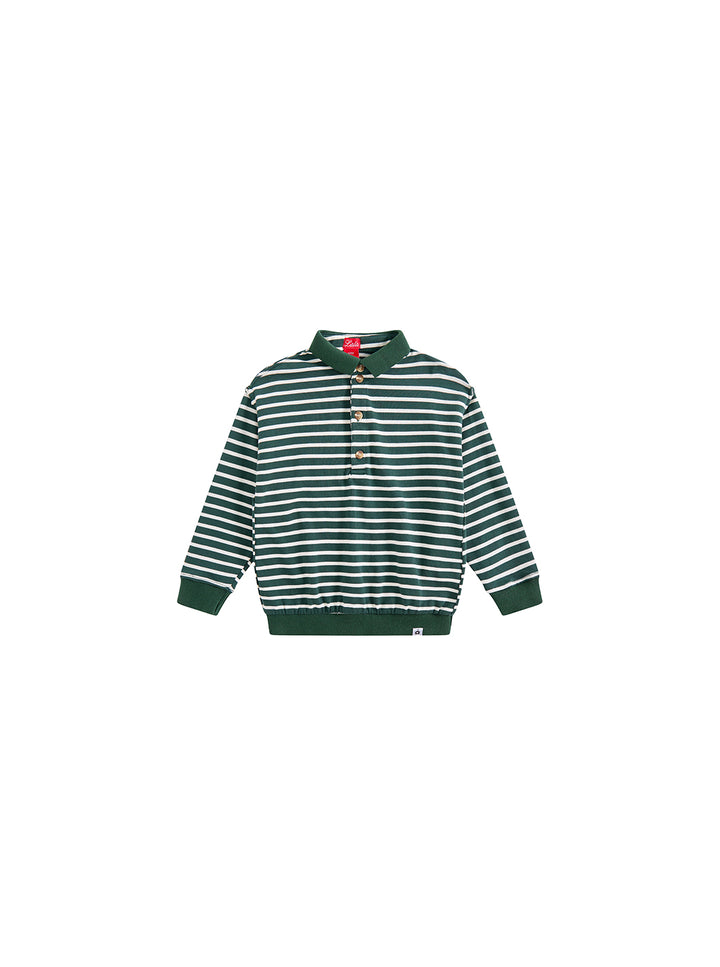 Classic Striped Collar Polo - Green/White
