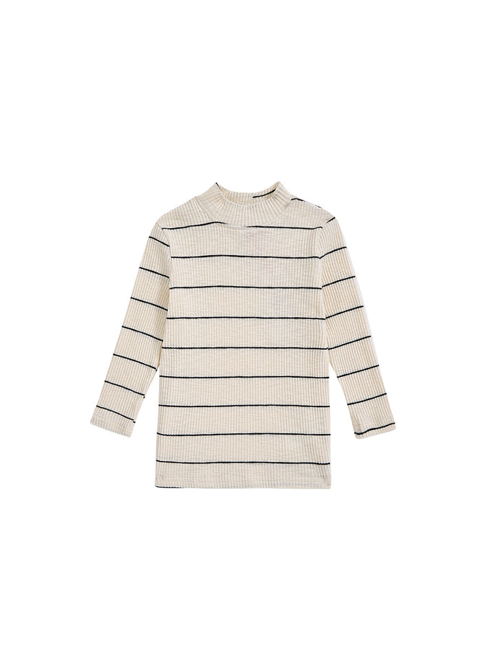 Striped Mock Neck T-shirt - Black/White