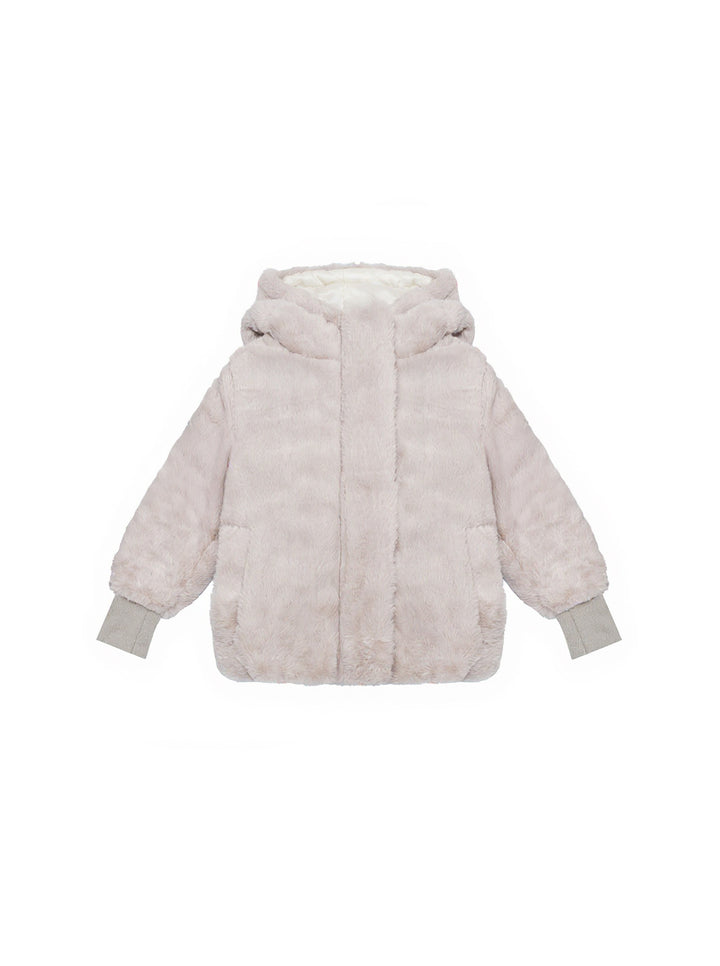 Fur Bomber Coat - Dk. Beige