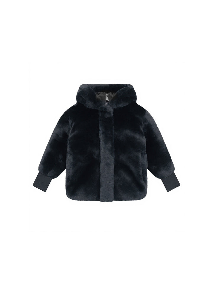 Fur Bomber Coat - Black
