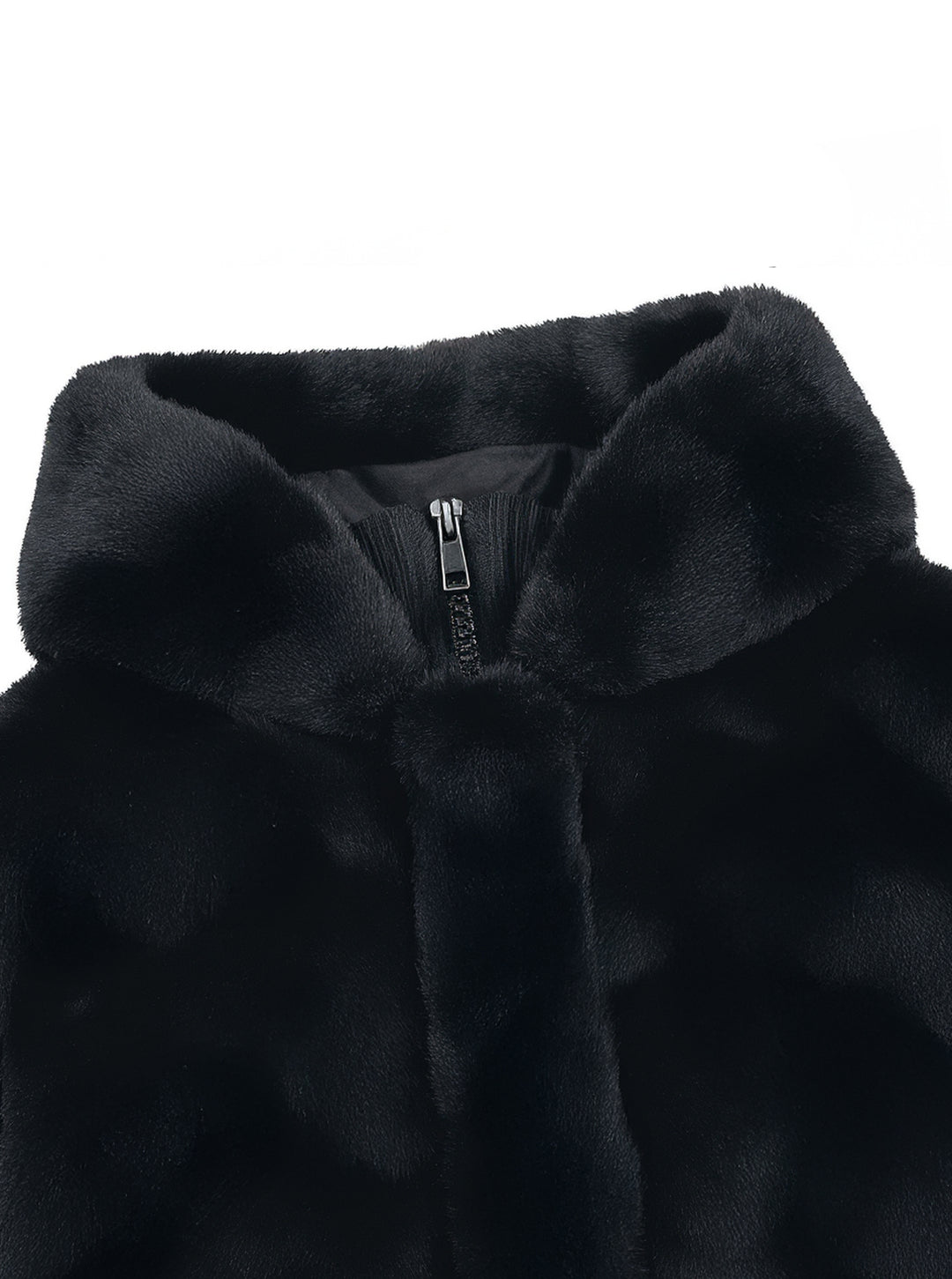 Fur Bomber Coat - Black