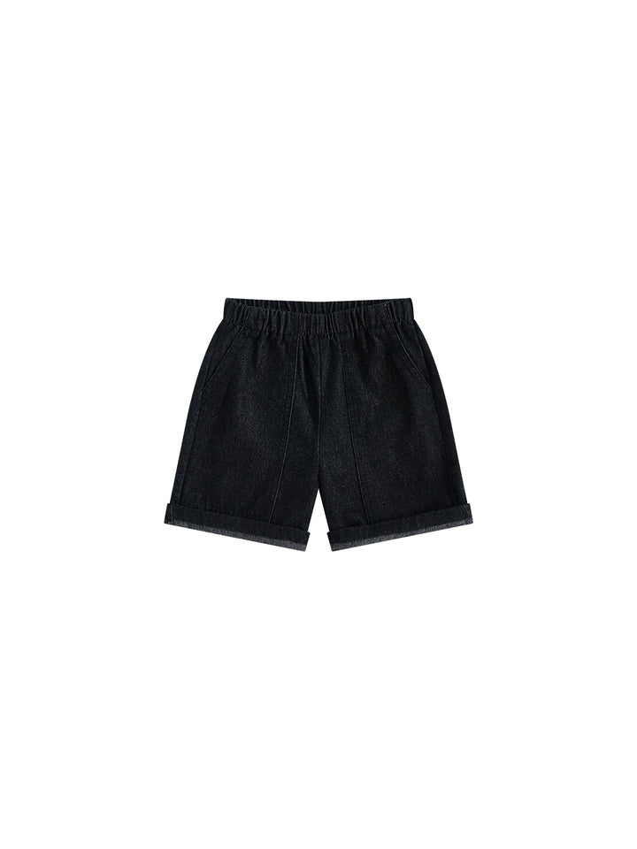 Denim Short Pants - Black