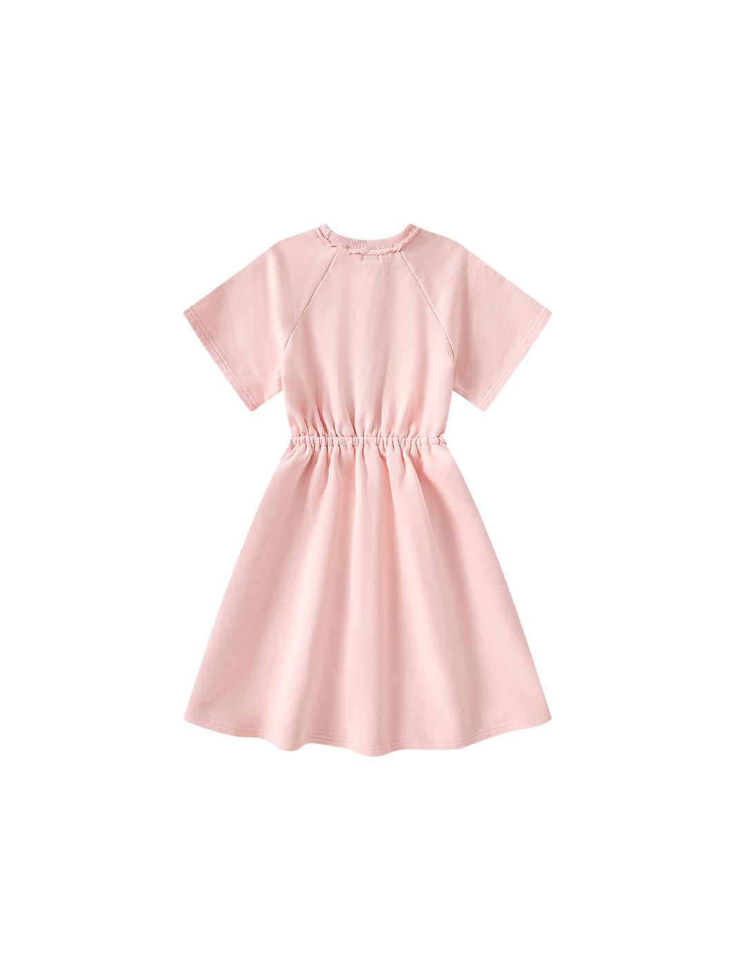 French Terry Short Sleeve Dress - Peach