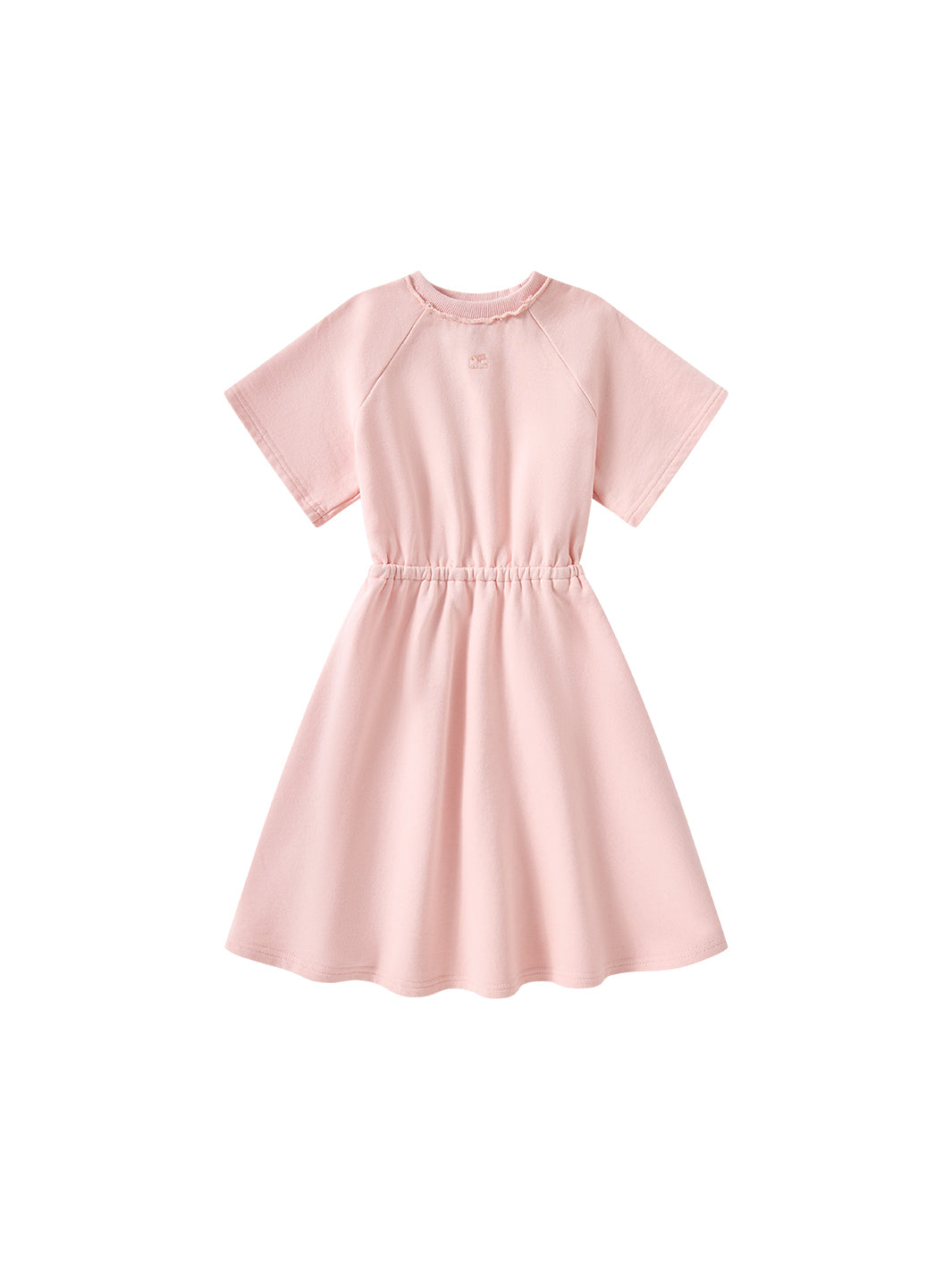 French Terry Short Sleeve Dress - Peach