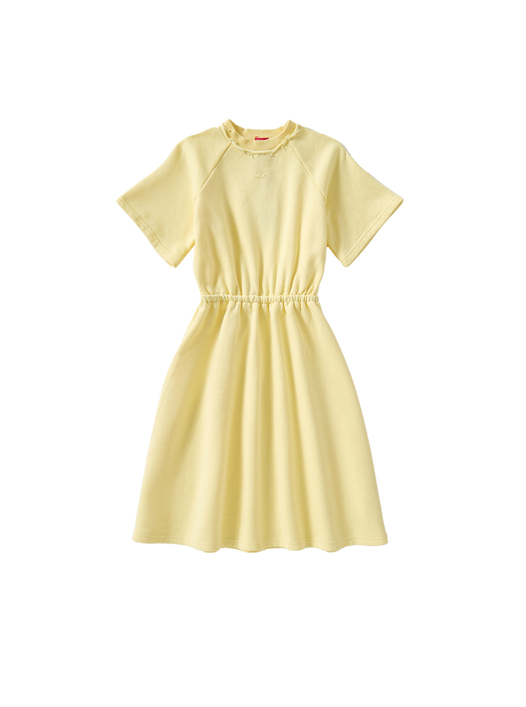 French Terry Short Sleeve Dress - Yellow