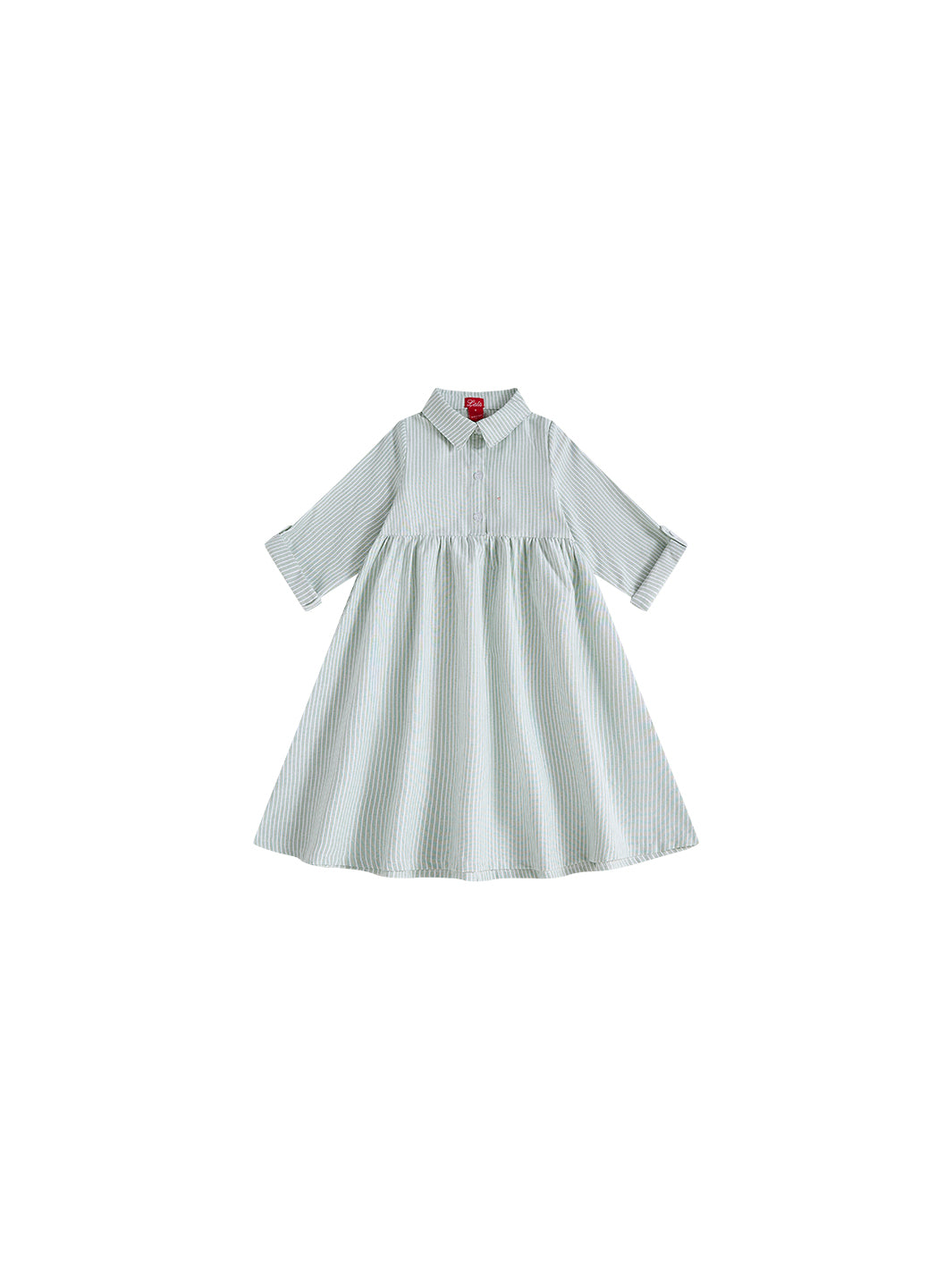 Striped Emblem Dress - Sage