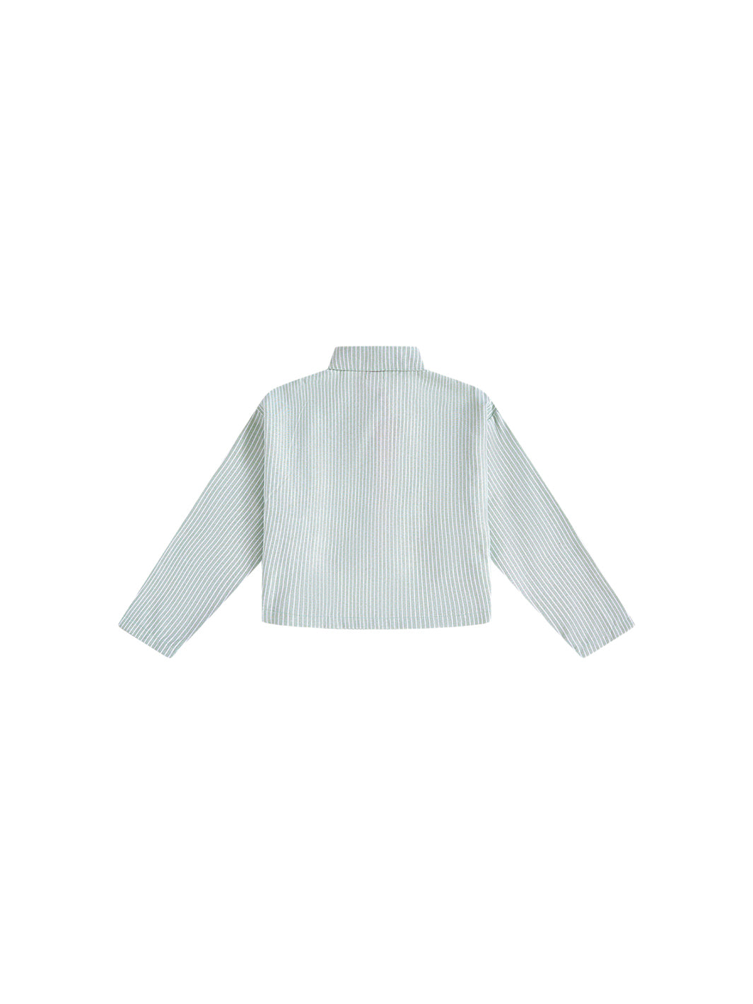 Striped Emblem Crop Shirt - Sage