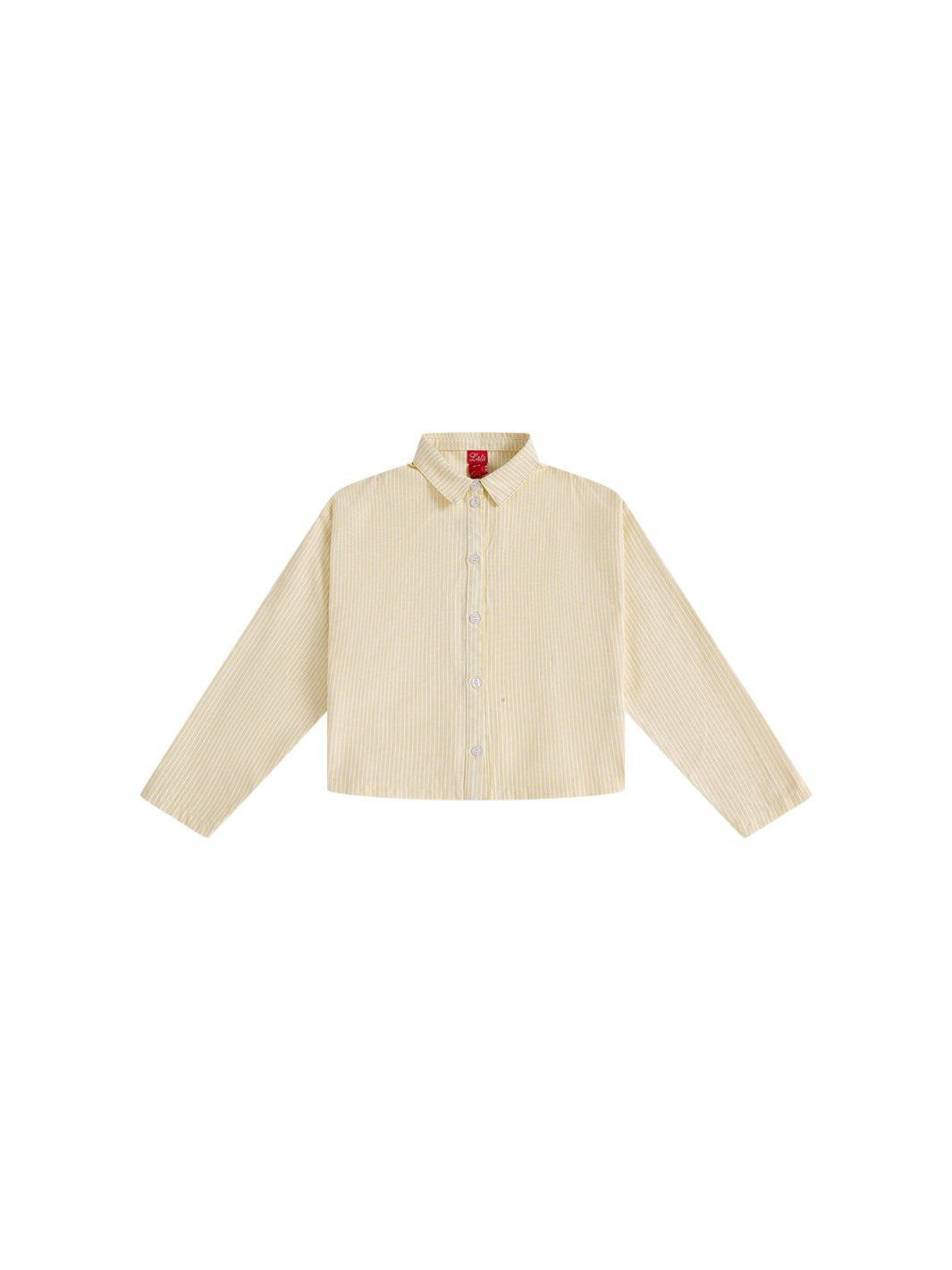 Striped Emblem Crop Shirt - Yellow