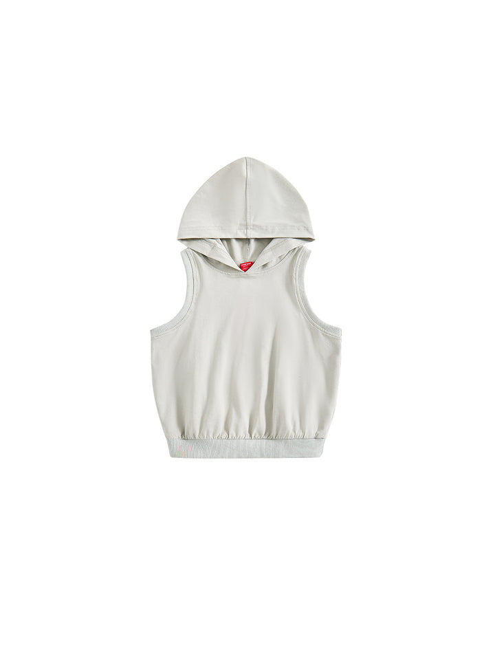 Solid Hooded Vest - Green