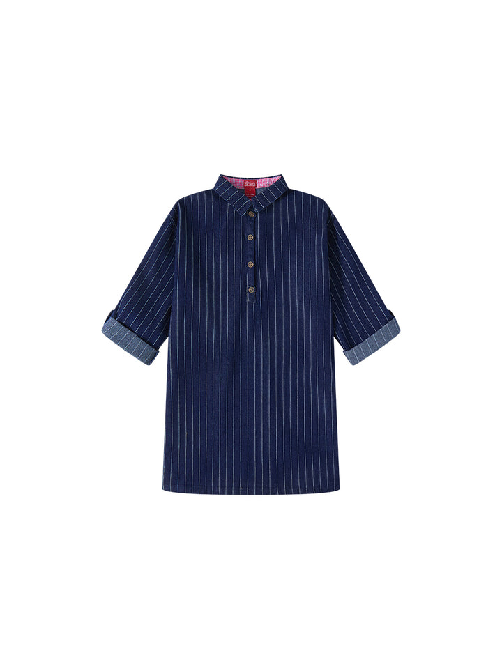 Railroad Stripe  Collar Dress