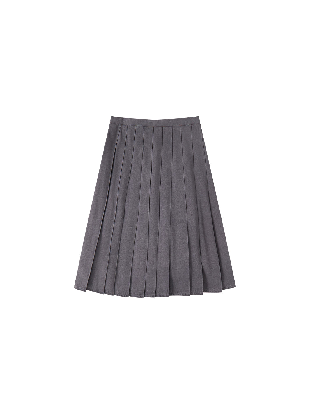 Grey Washed Pleated Skirt